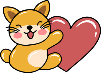 Cat Cartoon for Valentines Day