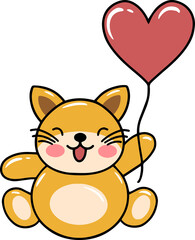 Cat Cartoon for Valentines Day