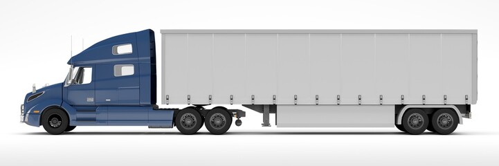 Large truck with a tent for mockup. Isolated on a white background. Side view. 3d render © SodaPro