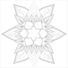 Coloring Page. Hand Drawn Sketch for Adult Anti Stress, Fun and Relaxation. Abstract Flowers in Black Isolated on White Background.-vector