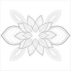 Coloring Page. Hand Drawn Sketch for Adult Anti Stress, Fun and Relaxation. Abstract Flowers in Black Isolated on White Background.-vector