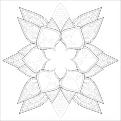 Coloring Page. Hand Drawn Sketch for Adult Anti Stress, Fun and Relaxation. Abstract Flowers in Black Isolated on White Background.-vector