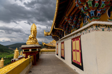 Outside upper part of Songzanlin Temple or the Ganden Sumtseling Monastery also known as little...