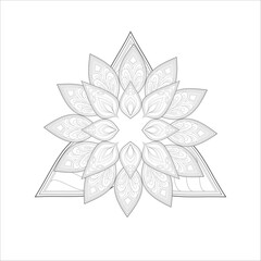Coloring Page. Hand Drawn Sketch for Adult Anti Stress, Fun and Relaxation. Abstract Flowers in Black Isolated on White Background.-vector