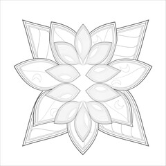 Coloring Page. Hand Drawn Sketch for Adult Anti Stress, Fun and Relaxation. Abstract Flowers in Black Isolated on White Background.-vector