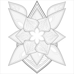 Coloring Page. Hand Drawn Sketch for Adult Anti Stress, Fun and Relaxation. Abstract Flowers in Black Isolated on White Background.-vector