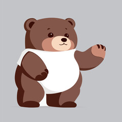 Obraz na płótnie Canvas illustration of a brown bear waering a white t-shirt