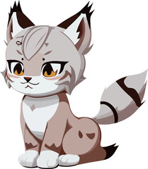 illustration of a cute cartoon lynx sitting