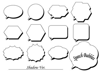吹き出しセット　影付き　白塗り
