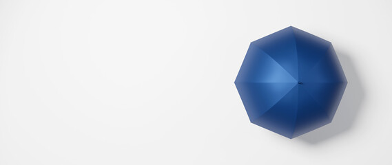 白背景に青色の傘。（俯瞰）（横長）