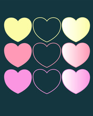 shapes of hearts on black background