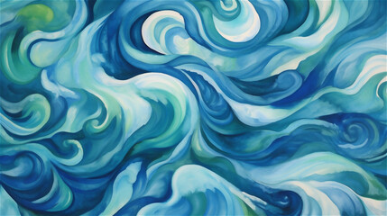 Obraz premium Generative AI, An abstract wave pattern in shades of blue, green, and white
