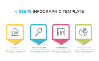 Infographic template with 4 steps with icons and place for your text