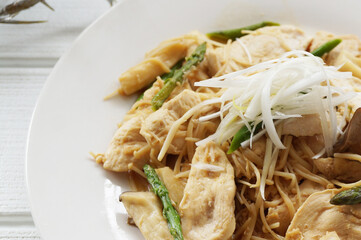 鶏胸肉ときのこの炒め物