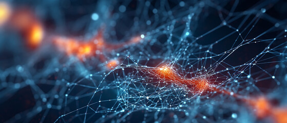 Neural network banner background wallpaper, generative ai, ditital illustration.