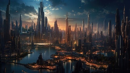Fototapeta na wymiar Mega corporations futuristic skylines 