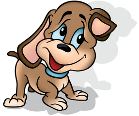 Blue-eyed Cute Brown Puppy from Side View