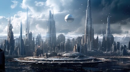 Fototapeta na wymiar Mega corporations futuristic skylines 