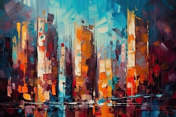 Fototapeta na wymiar Impressions of the Cityscape: A Colorful Ode to Urban Skyscrapers - Generative AI 30