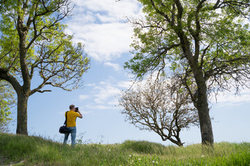 Young man travel, walk