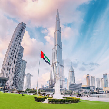 18 January 2023, Dubai, UAE: shining example of Dubai's modernity and progress, the Burj Khalifa rises majestically above the city, offering breathtaking views and a sense of awe-inspiring scale.