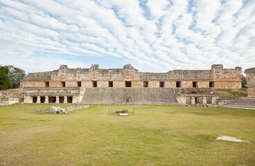 Fototapeta na wymiar The Mayan ruins of Uxmal in Yucatan, Mexico, is one of Mesoamerica's most stunning archaeological sites