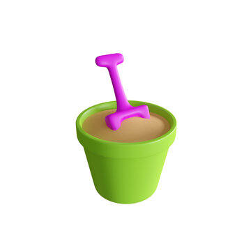 SAND BUCKET SUMMER 3D ISOLATED IMAGES