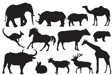 Vector Animal Shilouette Herbivora illustration