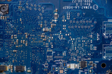 blue microcircuits electronic Computer security, IT technology neural networks Macro close up circuit board texture.