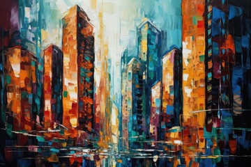 Fototapeta na wymiar The Artistic Metropolis: A Modern Interpretation of Urban Skyscrapers - Generative AI 21
