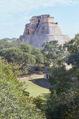 Fototapeta na wymiar The Mayan ruins of Uxmal in Yucatan, Mexico, is one of Mesoamerica's most stunning archaeological sites