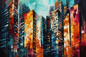 Fototapeta na wymiar Abstracting the City: A Creative Exploration of Modern Urbanization - Generative AI 22