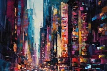 Fototapeta na wymiar A Symphony of Skyscrapers: An Abstract Portrait of City Living - Generative AI 29