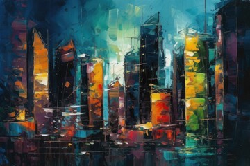 Fototapeta na wymiar A Symphony of Skyscrapers: An Abstract Portrait of City Living - Generative AI 27