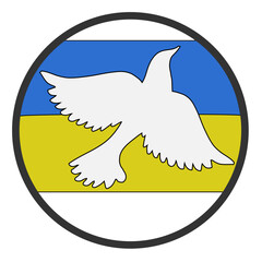 The dove of peace on the flag of Ukraine. National patriotism in the flying dove on the background of the Ukrainian flag. Vector illustration