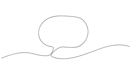 Continuous one line drawing of speech bubble, vector illustration