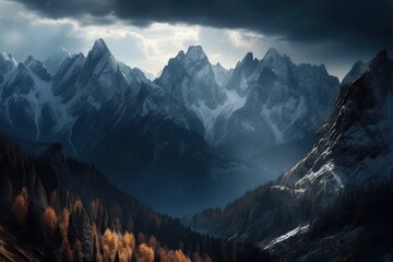 Beautiful mountain landscape in the morning. Caucasus mountains, Georgia.