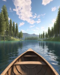 Obraz premium A boat ride or canoe around the lake was generated. (Generative AI)