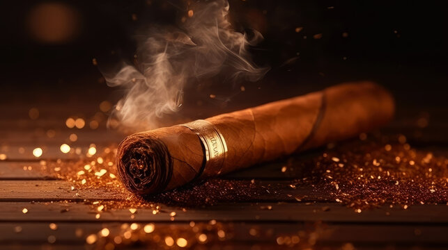 cigar on black background, generative ai.
