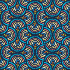 Japanese Colorful Feather Cross Wave Vector Seamless Pattern