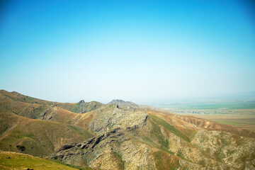 Sand and rocky landscape in the steppe