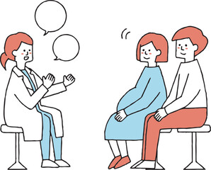 病院で話を聞く夫婦