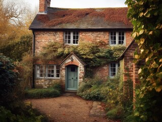 Fototapeta na wymiar English Countryside Brick House - AI Generated