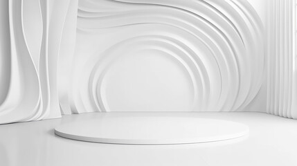 Abstract white studio background for product presentation.