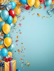 light background with colorful balloons