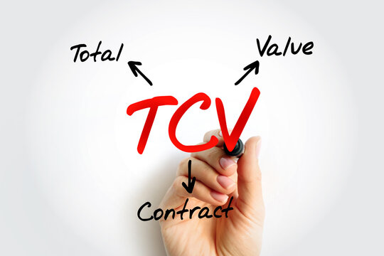 TCV Total Contract Value - potential revenue associated with the contract and estimated at the commencement of the contract, acronym text concept background