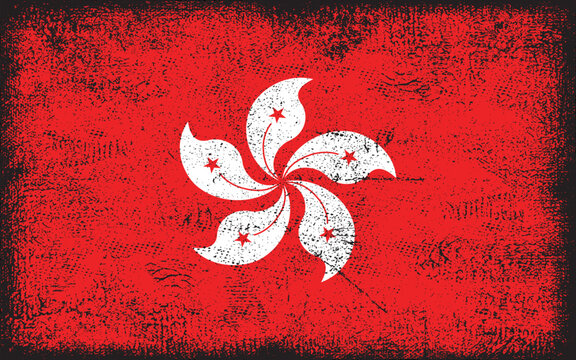 Grunge styled flag of Hong Kong. Brush stroke background
