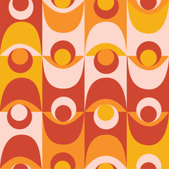 60s geometry retro background. 70s Seamless waves pattern. Vector.