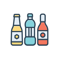 Color illustration icon for bottles 