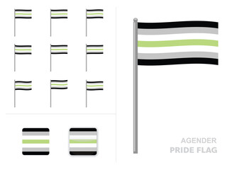 Agender Pride Flag Waving Animation App Icon Vector
